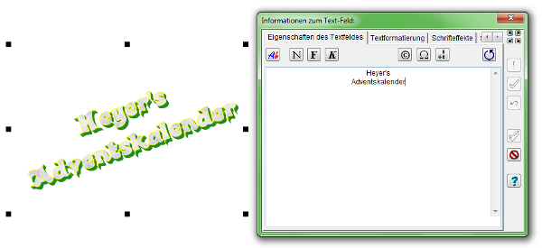 Heyer's Adventskalender - Textfeld