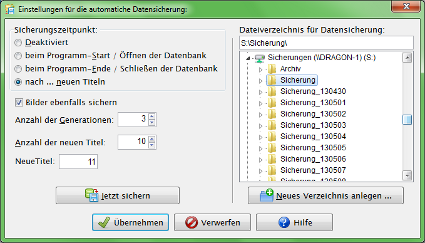 Heyer's Heim-Vidoethek: Datensicherung