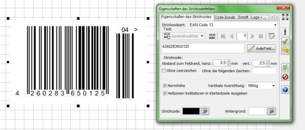 Heyer's Etiketten-Studio Pro - Strichcodefeld
