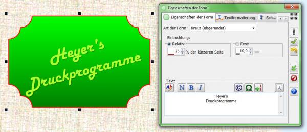 Heyer's Etiketten-Studio Pro - Form